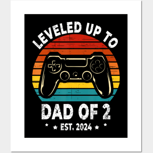 Leveled Up To Dad Of 2 Level Unlocked Daddy Again Father Day Posters and Art